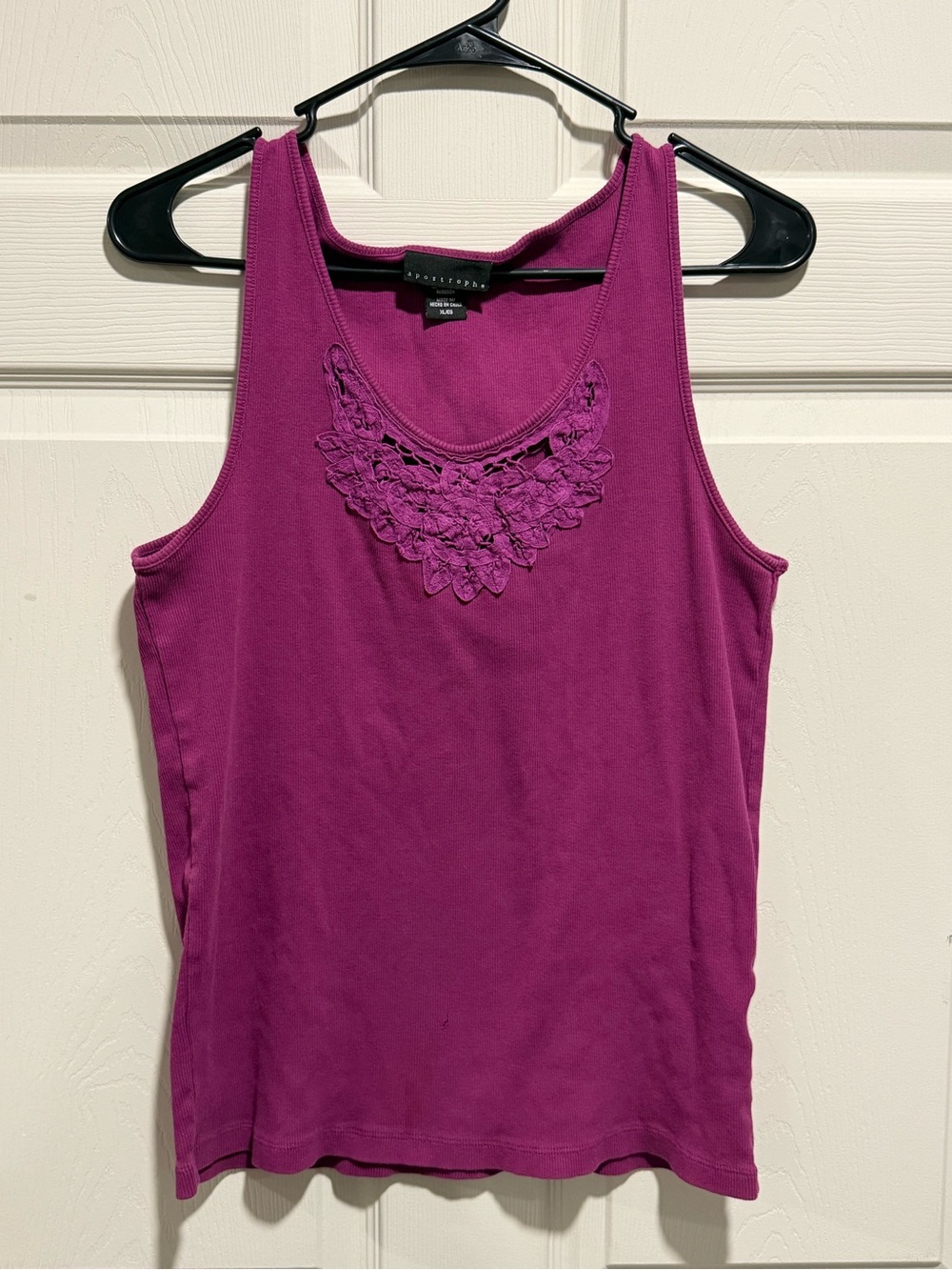 Apostrophe Magenta Lace-Trim Tank Top